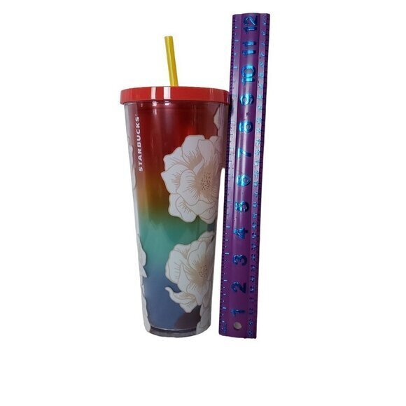 Starbucks White Desert Floral 24oz Double Wall Cold Venti Tumbler - Picture 3 of 12